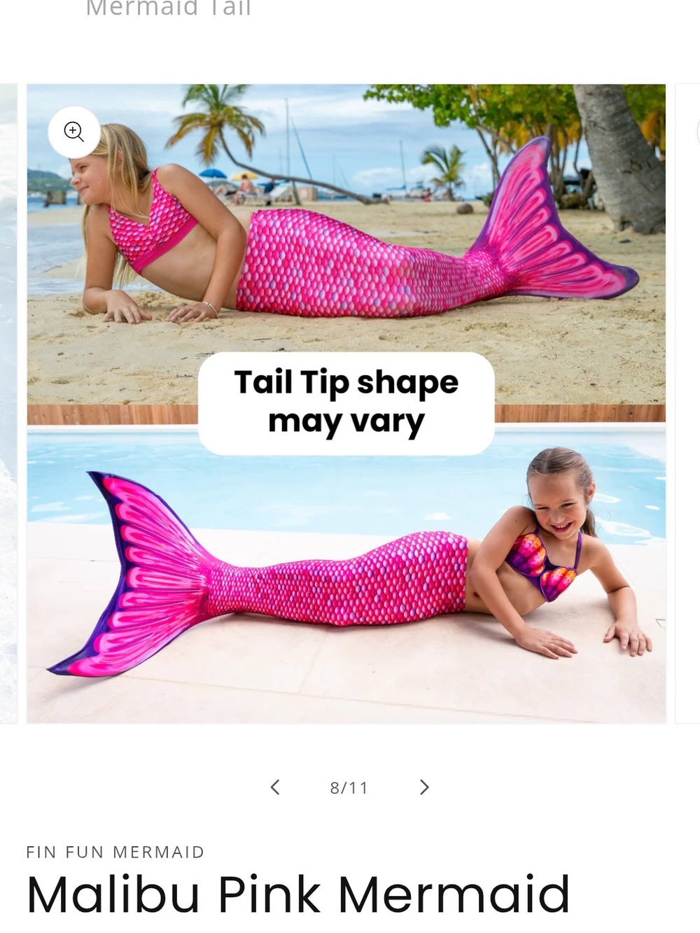 Malibu Pink Mermaid Tail Swimsuit - Girls US 12